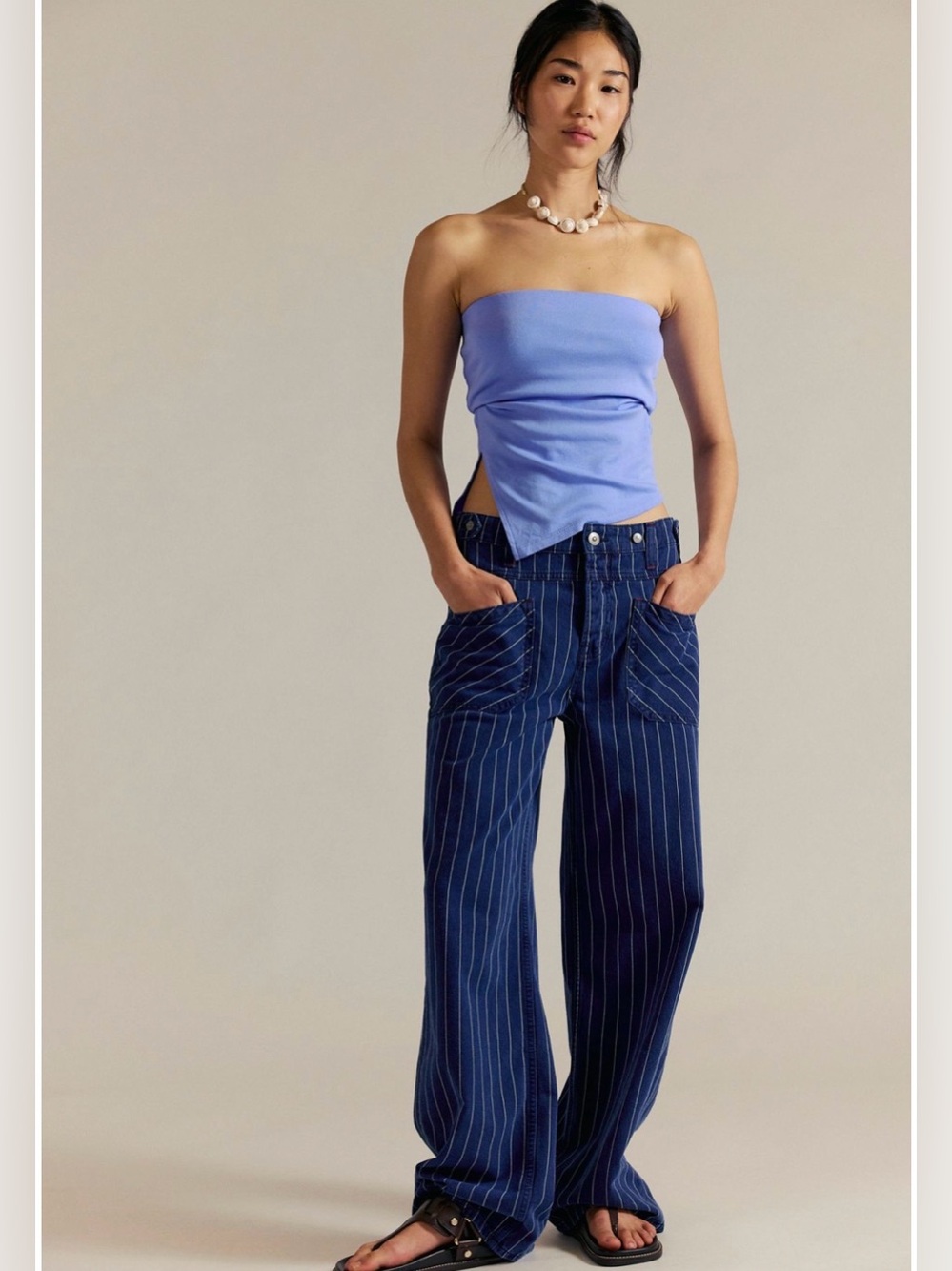 Free People We The Free Palmer Stripes Jeans – Indigo Pinstripe – Size 31 – NWOT